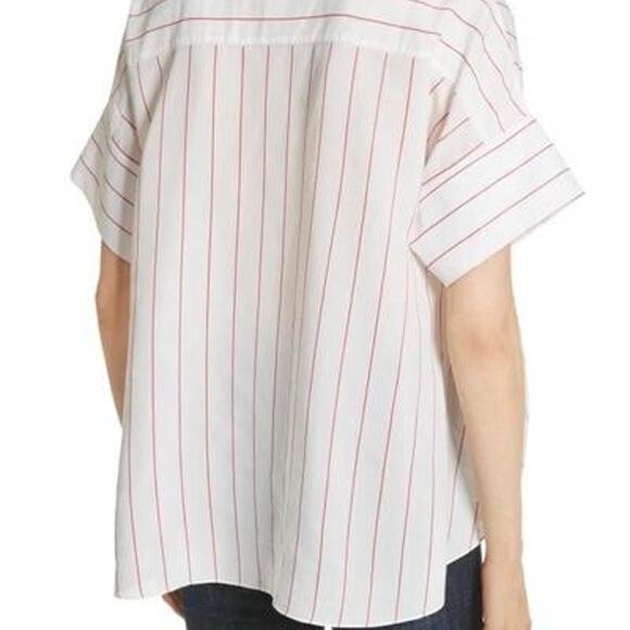 ALICE & OLIVIA White Button Up Shirt with Red Stripes – Small - Picture 7 of 10